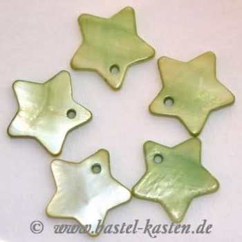 Sterne aus echtem Perlmutt grün (5 Stück)