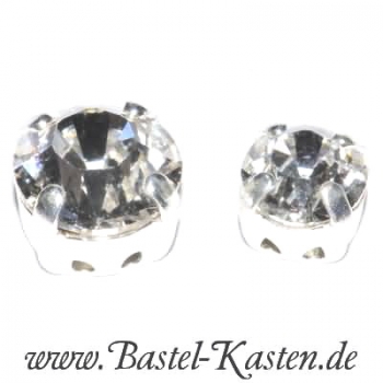 Kessel-Stein 1028  6 mm crystal im versilberten Kessel (1 Stück)