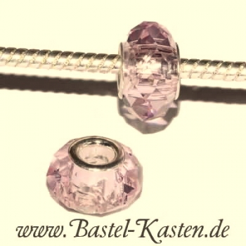 Großlochperle Kristallschliff mit ca. 4,5 mm Lochdurchmesser  light rose (1 Stück)