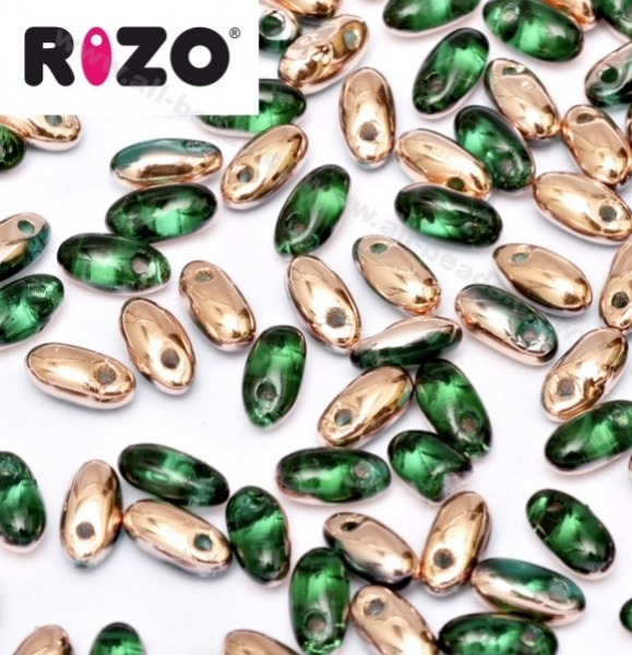 Rizo Beads 2,5 x 6 mm emerald capri gold (10 Gramm)
