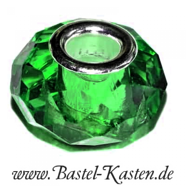 Großlochperle Kristallschliff mit ca. 4,5 mm Lochdurchmesser emerald  (1 Stück)