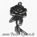 Anh�nger Rose mit Stiel versilbert geschw�rzt ca. 35mm (1 St�ck)