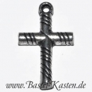 Anh�nger Kreuz mit diagonalen Streifen versilbert ca. 22mm (1 St�ck)