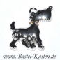 Preview: Metallanhänger Hund silberfarben mit Strass ca. 20mm (1 Stück)
