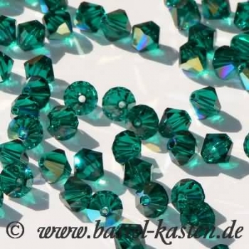 Swarovski Doppelkegel 5301  6 mm emerald ab (10 Stück)