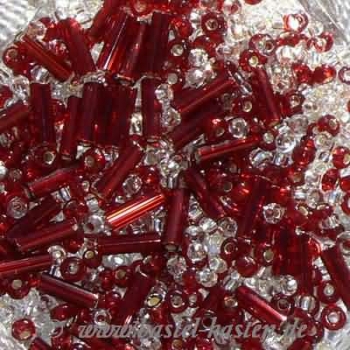 Rocailles und Stifte Mix rot crystal (ca. 17gr)