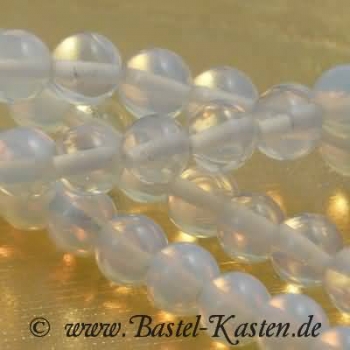 Halbedelsteine Perlen ca. 6 mm  weiß opal (10 Stück)
