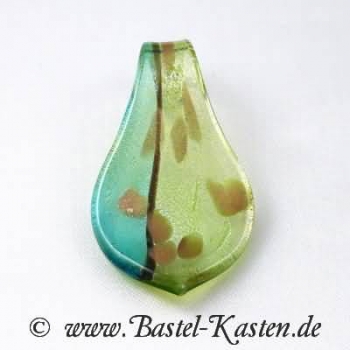 Glasanhänger in Blattform aqua kiwi silber (1 Stück)