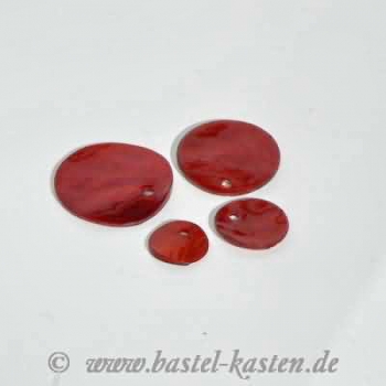 Scheiben aus echtem Perlmutt 15 mm  rot (7 Stück)