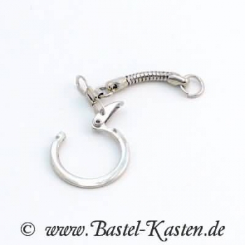 Preview: Schlüsselanhänger mit kurzer Schlangenkette und Bindering silberfarben (1 Stück)