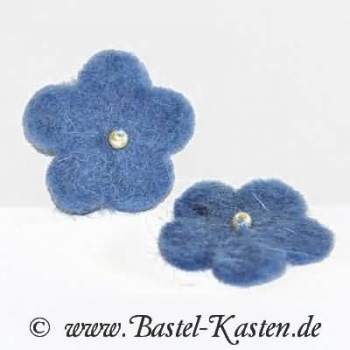 Filzblüte hellblau ca. 30mm mit aufgenähter Perle (1 Stück)