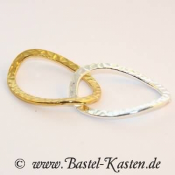 Preview: Kettenglied Welle gehämmert offen ca. 41mm x 32mm goldfarben (1 Stück)