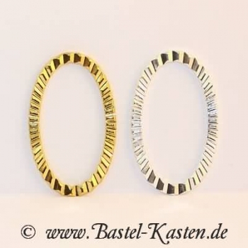 Preview: Kettenglied geschlossen geriffelt silberfarben ca. 44mm x 26mm (1 Stück)