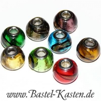 Preview: Designerglasperle mit 4mm Lochdurchmesser  topaz  Echtsilber-Lochhülse (1 Stück)