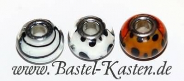 Preview: Designerglasperle mit ca. 4mm Lochdurchmesser  topaz mit Punkten (1 Stück)