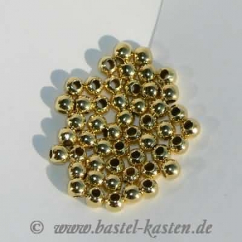 2-Loch-Kugeln/Quetschperlen 925er Silber vergoldet 2 mm (50 Stück)