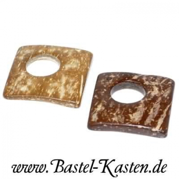 Preview: Scheibe quadratisch aus Kokosnussschale dunkelbraun ca. 28 mm (1 Stück)
