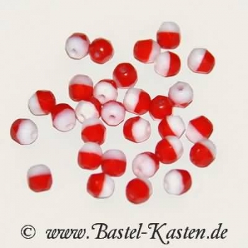 Feuerpolierte Perle 4mm weiß rot opaque (50 Stück)