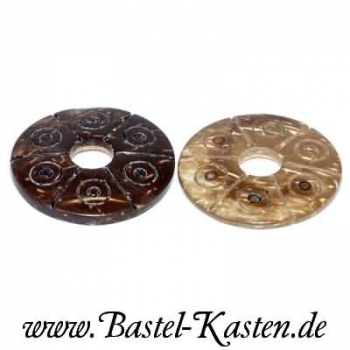 Preview: Scheibe rund aus Kokosnussschale natur ca. 30 mm (1 Stück)