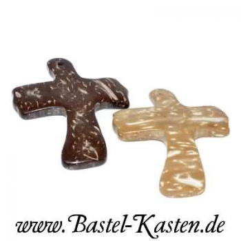 Preview: Kreuz aus Kokosnussschale ca. 41 mm  natur (1 Stück)