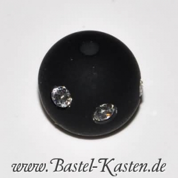 Polaris-Perle mit Straßsteinen 10mm  matt schwarz (1 Stück)