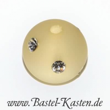 Polaris-Perle mit Straßsteinen 10mm  matt beige (1 Stück)