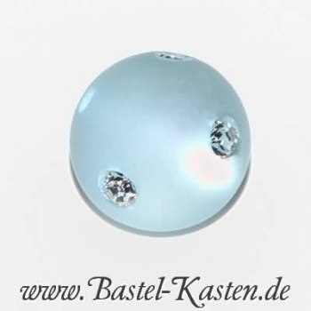 Polaris-Perle mit Straßsteinen 10mm  matt hellblau (1 Stück)