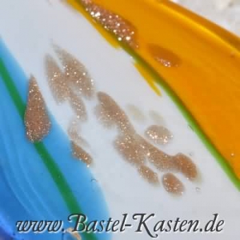 Preview: Glasanhänger in Blattform blau weiß orange ca. 36x64 mm (1 Stück)