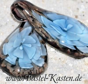 Preview: Glasanhänger Tropfen 3D Blüte hellblau (1 Stück)