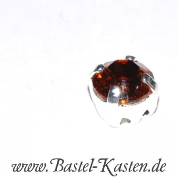 Kessel-Stein 1028  6 mm indian red  im versilberten Kessel (1 Stück)