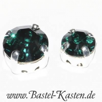 Kessel-Stein 1028  6 mm emerald  im versilberten Kessel (1 Stück)