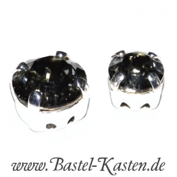Kessel-Stein 1028  6 mm black diamond  im versilberten Kessel (1 Stück)