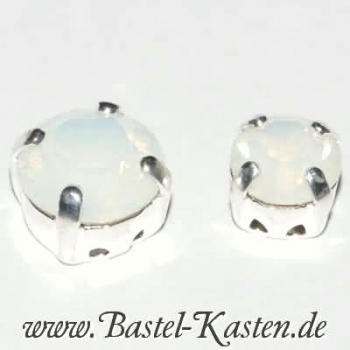 Kessel-Stein 1028  6 mm white opal im versilberten Kessel (1 Stück)