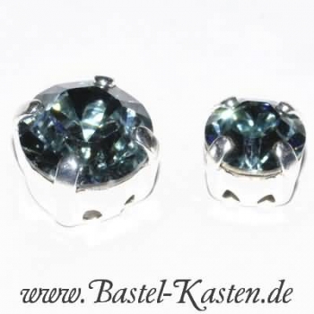 Kessel-Stein 1028  6 mm indian sapphire  im versilberten Kessel (1 Stück)