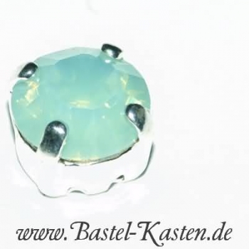 Kessel-Stein 1028  8 mm pacific opal  im versilberten Kessel (1 Stück)
