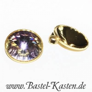 Preview: Kessel für Swarovski Rivoli 1122 14mm mit Öse vergoldet Typ 4 (1 Stück)