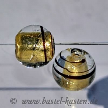 Lampwork rund 12mm crystal goldeinzug (1 Stück)