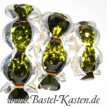 Preview: Rondelle mit Straßsteinen olivine 6mm (5 Stück)