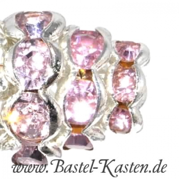 Preview: Rondelle mit Straßsteinen light rose 8mm (5 Stück)