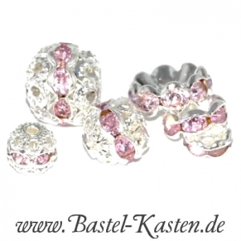 Preview: Rondelle mit Straßsteinen light rose 8mm (5 Stück)