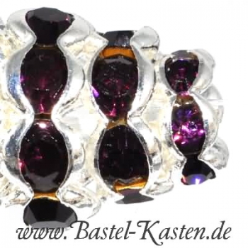 Preview: Rondelle mit Straßsteinen amethyst 10mm (5 Stück)