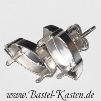 Ohrstecker mit Kessel für Swarovski Navette 4200  15x7mm  versilbert (1 Paar)