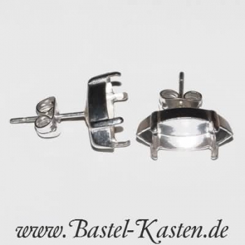 Ohrstecker mit Kessel für Swarovski Navette 4200  15x7mm  versilbert (1 Paar)