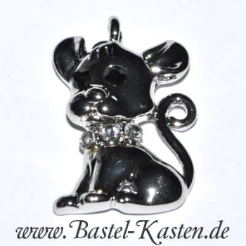 Metallanhänger Tigerbaby silberfarben mit Strass ca. 20mm (1 Stück)