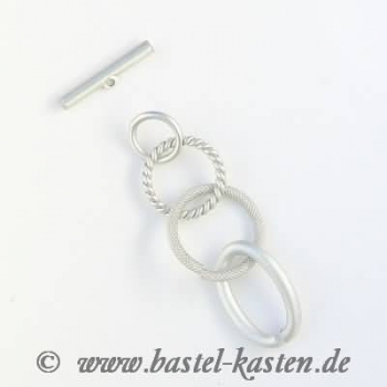 Preview: Kettenglieder Mix 20 Ringe + 1 Knebelverschluß schwarz matt