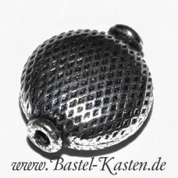 Linse 14mm versilbert Netzmuster geschwärzt (1 Stück)