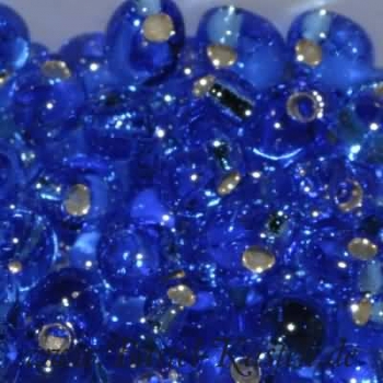 DP-0019  Miyuki Tropfen Perlen 3,4mm  transparent silverlined sapphire blue (ca. 10 Gramm)