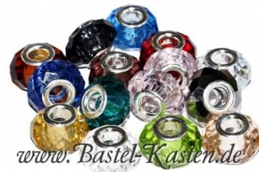 Preview: Großlochperle Kristallschliff mit ca. 4,5 mm Lochdurchmesser emerald  (1 Stück)