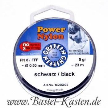 Power Nylon 0,5mm schwarz 1 Spule mit ca. 23 Metern