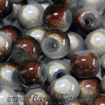 Miracle Beads braun-weiß 6 mm  (30 Stück)